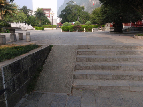 stairways have bicycle ramps.